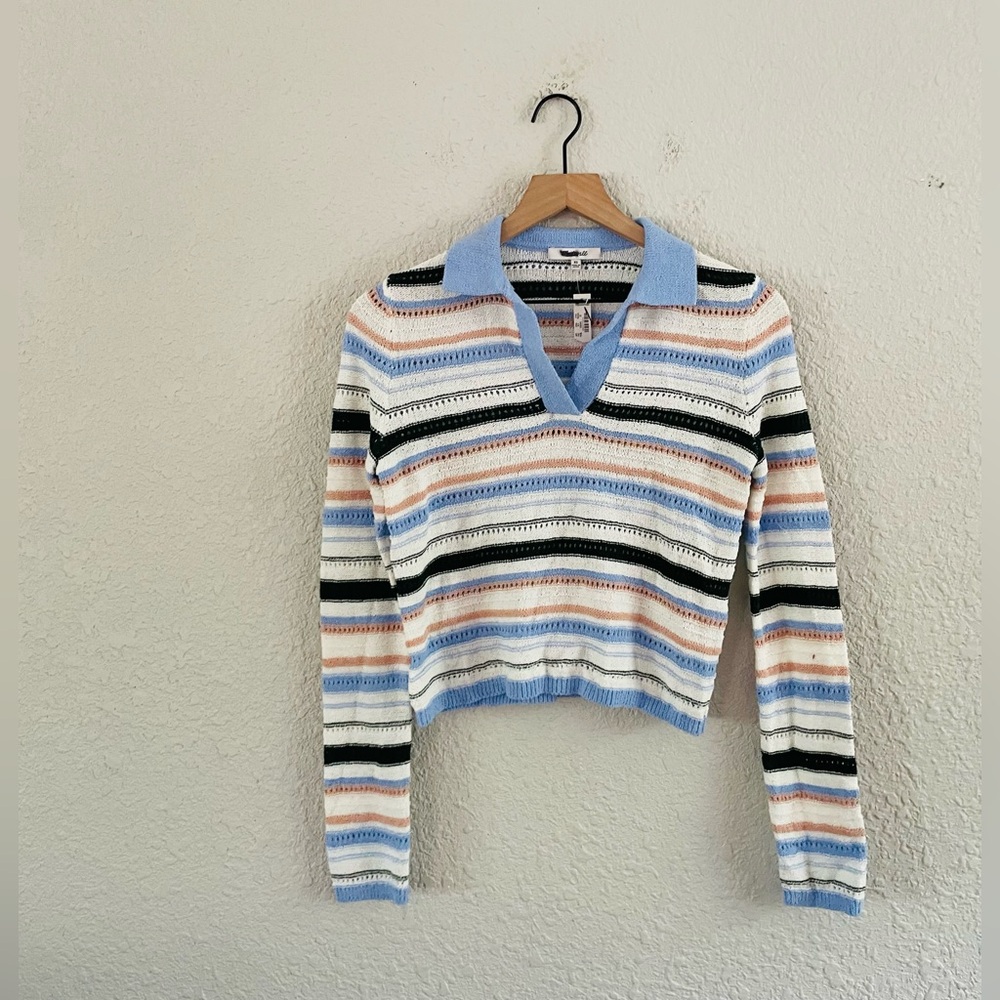 Striped V-Neck Sweater - Multicolor